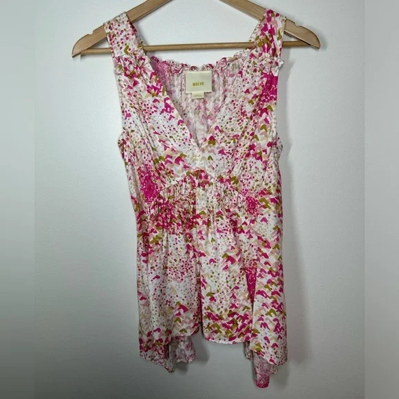 Anthropologie Maeve‎ Bretta Gathered Pattern Tank Top XS - Picture 2 of 6